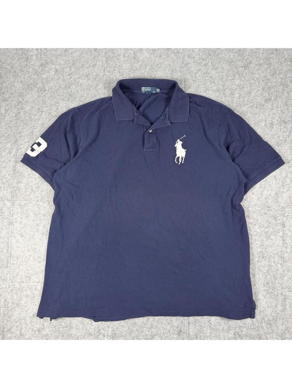 Vintage Polo Ralph Lauren Blue Big Pony Chief Keef #3 Polo Shirt Size 3XLT